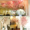 Decorative Flowers Cherry Blossoms Artificial DIY Wedding Decoration Home Bouquet Faux Branch Party Decor Wall