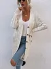 Damen Strick Tees Maycaur Cardigan Pullover Herbst und Winter Langes Mantel Twisted Seil Feste Farbe Strickpullover Frauen 230111