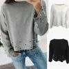 Swetery kobiet Wysokiej jakości dzianinowy sweter zimowy Kobiety luźne skoczek pullover pull femme 2023 Pearl Beaded Oversize Cape