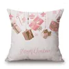 Travesseiro de travesseiro 45x45cm Pink Christmas Gift Style Series poliéster Home Decoration Top Cover Sofá