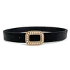 Riemen Designer Fashion Ladies Rhinestone Pearl Buckle Belt Diamond bezaaide PU Lederen vrouwen Cummerbunds All-match jas jurk tailleband