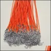 Cord Wire Wholesale 1.5Mm Orange Wax Leather Necklace Rope 45Cm Chain Lobster Clasp Diy Jewelry Accessories 100Pcs/Lot Drop Delive Dhlj2