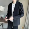 Herrdräkter blazers män passar jackor blazer kappa smal passform smart casual vår tunna modekläder asiatiska singelbröst koreanska svart ankomst 230111