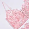 Sexy kanten lingeriesets damesbeha's slips ondergoed mesh doorzichtige strakke bustiers slipje ondergoedpakken