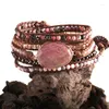 Urok bransolety rh moda boho z koralikami bransoletka ręcznie robiona mieszana naturalna kamienie kryształowy kamień 5 pasm opakowanie Drezno