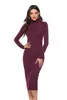 Autumn And Winter Dress Womens Fashion Solid Color Base Sweater Long Sleeve