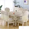 Chair Covers Ers European Garden Cushion Er Tablecloth Lace Embroidered Dining Table Cloth Flower Peony Wedding Home Textile Drop De Dhbwc