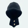 Bérets chapeau d'hiver pour femmes solide bouton laine Beanie hommes femmes tricoté cou tout-en-un cagoule écharpe chaude