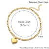 Enkelbanden Figaro Chain Heart Charm Anklet Voor Vrouwen Zomer Goud Zilver Kleur Roestvrij Stalen Been Voet Enkelband Strand Sieraden