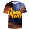 Herren-T-Shirts „It Takes Two“ 3D-T-Shirts Sommer Adrette Herren/Damen T-Shirt Neuheit Streetwear Kind Erwachsene Größe Lustig süß