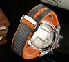 Atmosphere Business Schweiz Watches Stopwatch 43mm Quartz Movement Highend Mens All Crime Calender Nylon Fabric Belt Wristwatch Relogio Masculino