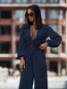 Kvinnors tvåbitar byxor 2023 Spring Fashion Women Casual Suit Bow Sexig Cardigan Shirt 2-stycken Set Elegant Ladies Wide-Benbyxor 2 stycken