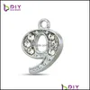 Charms Fl Drill 09 Charm Women And Men Bracelet Necklace Findings Components Sliver Small Pendants Alloy 0 35Ls Q2 Drop Delivery Jewe Dhjsv