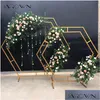 Couronnes De Fleurs Décoratives Jarown En Fer Forgé Arc Hexagonal Cadre De Scène De Mariage Fond Fleur Décoration Maison Fête Sn Drop Dhydc