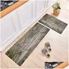 Carpets Nordic Style Kitchen Mat Absorbent Nonslip Floor Balcony Simple Long Splicing Rug Wood Plank Pattern Drop Delivery Home Gard Dhmhj