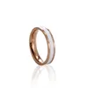 Wedding Rings JeeMango Titanium Steel Fashion Black & White Epoxy Couple Ring Rose Gold Color Engagement For Women JR18052