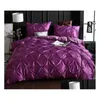 Set di biancheria da letto Set di seta in raso Tinta unita Stile nordico con federa Fl Queen King Size Drop Delivery Home Garden Textile Supplies Dh5De