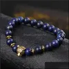 Moda in rilievo Agata naturale Lapis Lazi Occhio di tigre Preghiera Perline Bracciali Bracciale Gioielli Stretch Testa di leopardo Leone 574 Q2 Drop Deliv Dhwtd