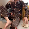 Men's Sleepwear Pajamas Suit Lovers' Print Nightwear Casual 2PCS Pijamas Set Satin Intimate Lingerie Nightgown Men Pyjamas Home Wear 230111