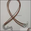 Cordon Fil En Gros 1.5Mm Café Cire En Cuir Collier Corde 45Cm Chaîne Fermoir De Homard Pour La Fabrication De Bijoux 100Pcs / Lot Drop Delivery Fi Dhsk9