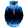 Herrtröjor tröjor färgglada flamhoodie 3d fluorescens tröja män/kvinnor höst och vinterrock kläder roliga jacka svarta hoodies 230111