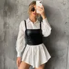 Belts Women's Leather Harness Zipper Corset Waist Waistband Sexy Girl Black Suspender Belt Gothic Adjustable Wide Cummerbund