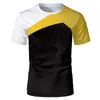 T-shirts pour hommes été mince mode jaune et noir couleur correspondant respirant tridimensionnel 3D rayé grande taille décontracté homme T-shirt