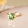Cluster-Ringe S925 Silber Diamant Olivgrün Blume Edelstein Licht Luxus Roségold Elegant Zarte Damen Hochzeit Verlobungsring