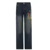 Kvinnors jeans Winter Street Retro Butterfly Liten broderi Låg midja Kvinnor Micro Flare Loose Casual Denim Trousers 230110