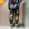 Mannen S Jeans Wijde Pijpen Cargo Broek Streetwear Baggy Lente Herfst Koreaanse Mode Losse Rechte Mannelijke Merk Kleding Zwart 719 77