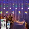 سلاسل 8 أوضاع واضحة LED Fairy Startain String Light مع التحكم عن بُعد لعيد الميلاد حديقة حديقة العيد غرفة نوم Decoratio