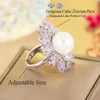 Wedding Rings ThreeGraces Exquisite Cubic Zirconia Big Flower Shape Adjustable Size Engagement Ring For Women Luxury Party Dress Jewelry