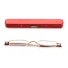 Sunglasses 1PC Mini Portable Metal Reading Glasses With Case Vision Care Retro Light Weight Resin Lens Readers Presbyopic Eyeglass 1.0- 4.0