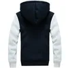 Heren Hoodies Sweatshirts Shionfa patchwork fleece heren hoodie winter dikke sweatshirts casual capuchon cardigan mode bommenwerper bontjacks ritssluiting 5xl 230111