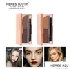 Sourcils Enhancers Heres B2Uty 3D Scpt Poudre Combinaison de deux couleurs Double tête Eyerbow Brosse Longue durée Naturel Facile à porter Maquillage Dh5Fz