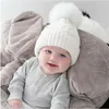 BERETS 2023 VINTER MOR MODER BABY KNITING HAT Kids Varma stickade ullflicka pojke hemming virkning skid 5 färg