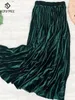 Saias de 90cm de outono de inverno feminino de veludo dourado longa saia longa damas coreanas elásticas casuais altas cintura plissadas plissadas B07004R 230110