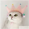 Abbigliamento per cani Bella flanella Pet Princess Hat Copricapo Skin Friendly Dressup Drop Delivery Home Garden Supplies Dhngk