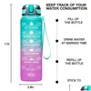 Water Bottles 32Oz Portable Bottle Motivational Sports With Time Maker Leakproof Cup For Outdoor Sport Fitness Bpa Drop Delivery Hom Dhijt