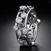 Wedding Rings Huitan Fashion Luxury Women met Blue/White Round Cubic Zirkon Simple Stylish Design Party Finger-Ring Sieraden