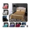 Ensembles de draps 18 couleurs Ensemble de draps plats en satin de soie de luxe Single Queen Size King Couvre-lit Er Lin Double FL Sexy Drop Delivery Dhvdz