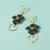 Dangle Earrings Europe And The United States Large Exaggerated Exquisite Love Enamel Flower Pendant Trend Ins