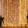 Strings LED Curtain String Light Light on the Windows USB Power Fairy Lights Festoon z zdalnym rokiem świątecznym