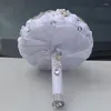 Fiori decorativi Palla di schiuma artificiale bianca Bouquet da sposa da sposa Bouquet da tiro in seta durevole Personalizzato