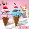 Jouets pour chiens à mâcher animaux dessin animé en peluche grinçant jouet pour animaux de compagnie mignon puzzle en peluche pour chiens chat à mâcher couineur crème glacée grinçante Dr Dhgarden Dhgft