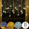 Stringhe Garlad Tenda LED Decorazione natalizia Fiocco di neve Fariy Luci della stringa 110V/220V Festone Per Festa Festa 2023 Anno Decor