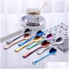 Spoons Colorf Ice Cream Spoon Love Heart Shaped Coffee Tea Stir For Party Wedding Supplies Kitchen Accessories Drop Delivery Home Ga Dh7Wo