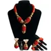 Oorbellen ketting 4ujewelry oranje Afrikaanse koraal sieraden set kralen vrouw goudballen nigeria bruiloft 230110