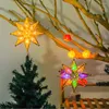 Strings 20cm Christmas Tree Decoratio LED Star Lights Holiday Fairy Pentagram Lamps Battery Powered For Year Xmas Home Party Decor