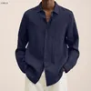 Mäns avslappnade skjortor lin för män kläder kemis homme camisas de hombre camisa masculina ropa blusas vintage roupas masculinas skjorta 230111